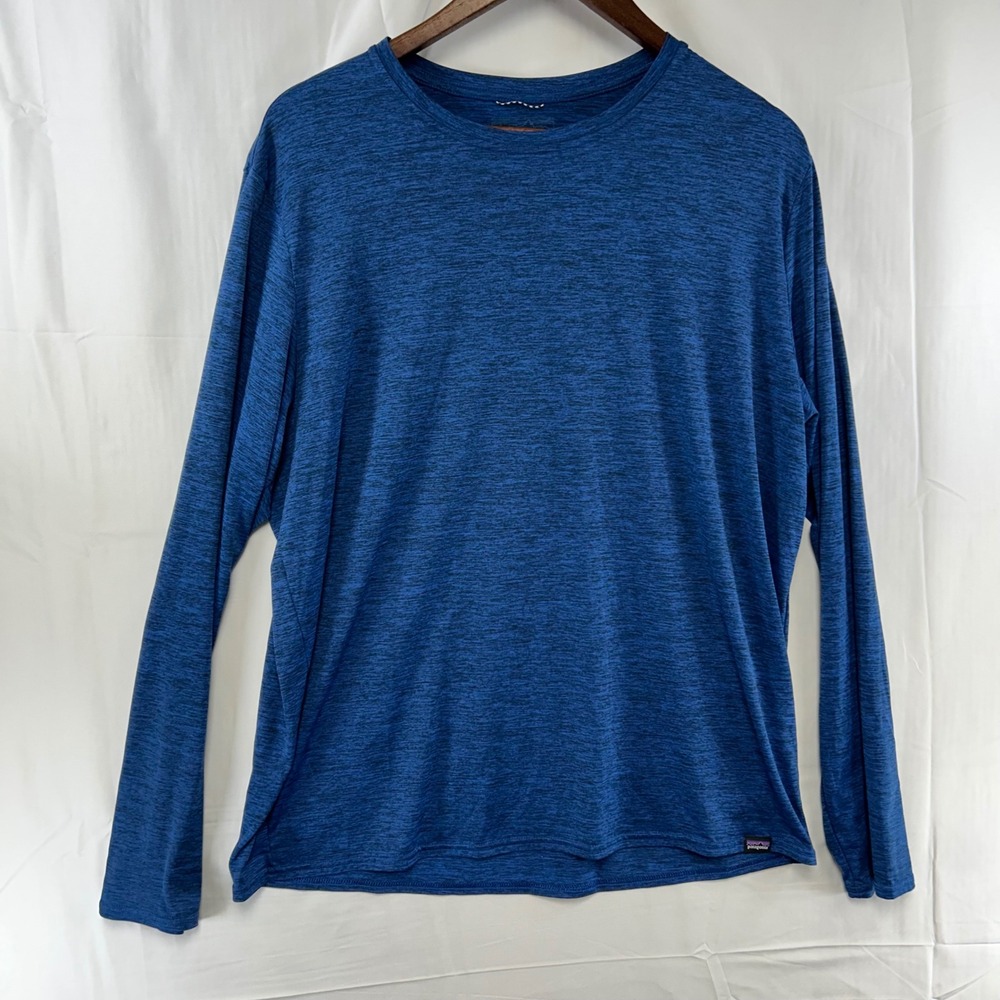 Patagonia Capilene Cool Daily Shirt Mens Large Blue Heather Long Sleeve 45180